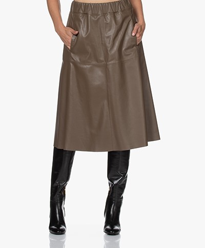 Closed Kim Leather A-line Midi Skirt - Chocolate Chip