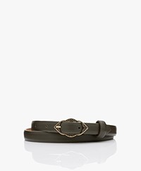 ba&sh Bea Slim Leather Belt- Khaki