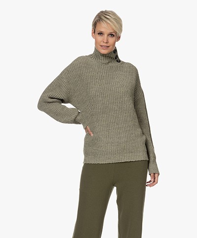 indi & cold Buttoned Turtleneck Sweater - Humo
