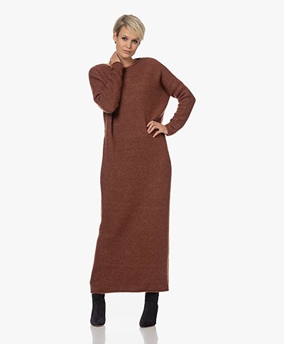 American Vintage Vitow Alpaca-Wool Blend Knitted Maxi Dress - Chestnut Melange