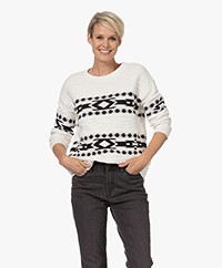 Denham Grace Jacquard Knitted Cotton Sweater - Off-white