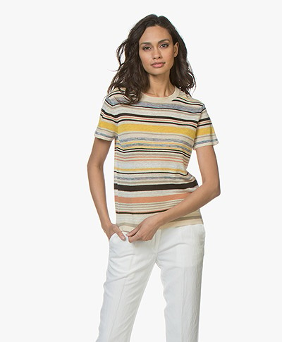 Vanessa Bruno Lucida Striped Linen Blend T-shirt - Multicolored