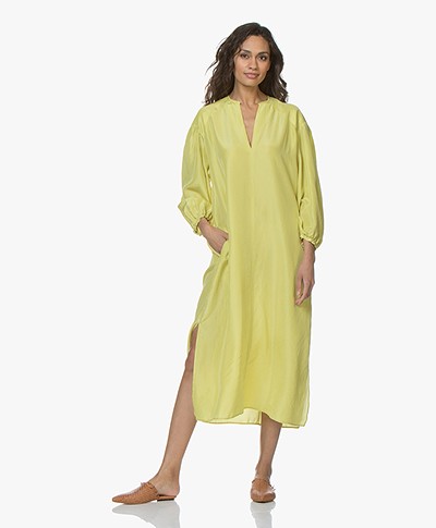 Pomandère Pure Silk MIdi Dress - Yellow