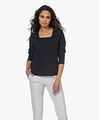 JapanTKY Eri Longsleeve met Vierkante Hals - Zwartblauw