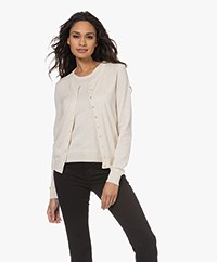 Repeat Cotton Blend Buttoned Cardigan - Ivory
