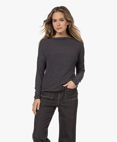 Michael Stars Ally Viscose Blend Boat Neck Sweater - Charcoal