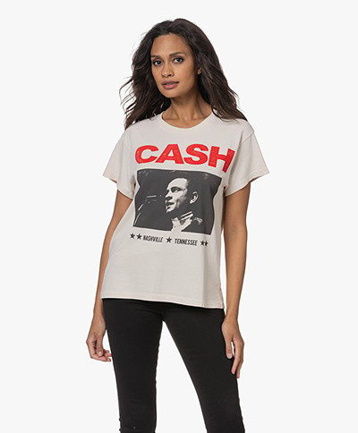 Daydreamer Johnny Cash Nashville Tn Tour Print T-shirt - Dirty White