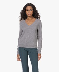 Repeat Cashmere V-neck Sweater - Light Grey