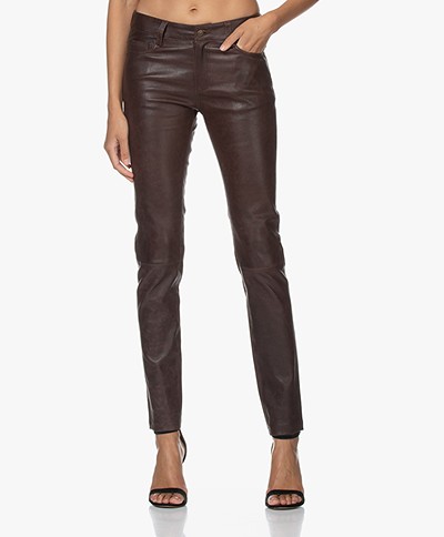 Zadig & Voltaire Phlame Used Leather Pants - Chocolat