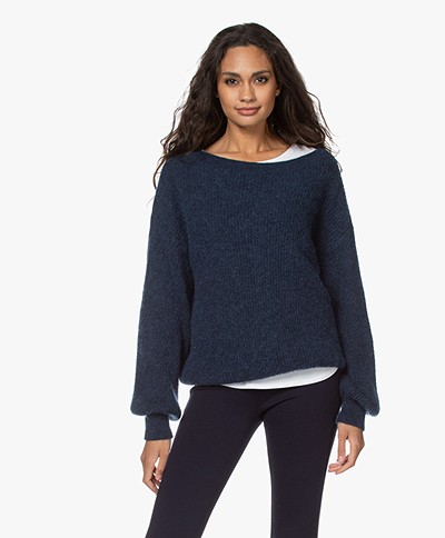by-bar Soof Ribbed Boat Neck Pullover - Navy