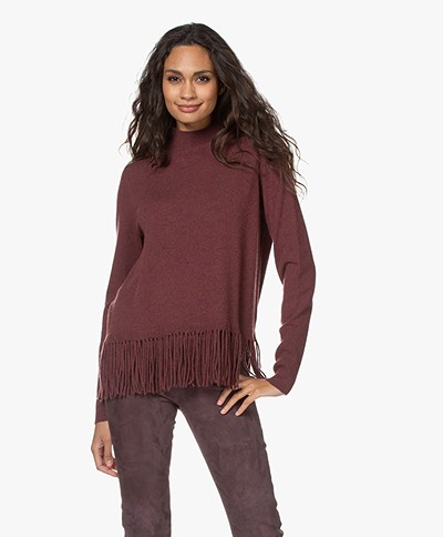 Repeat Wool and Cashmere Fringe Sweater - Burgundy