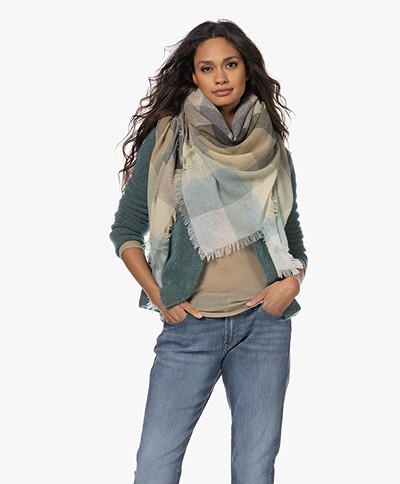 Repeat Checkered Wool Blend Scarf - Mineral