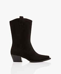 Panara Suede Western Boots - Black