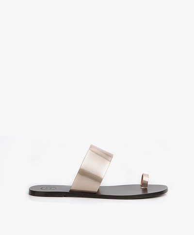 ATP Atelier Astrid Leather Toe Slipper Sandals - Toffee Metallic