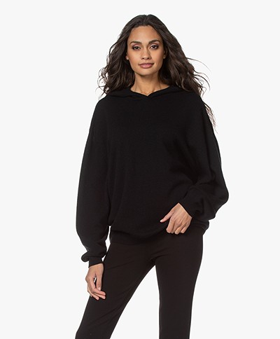IRO Tiago Knitted Cashmere Blend Hoodie - Black