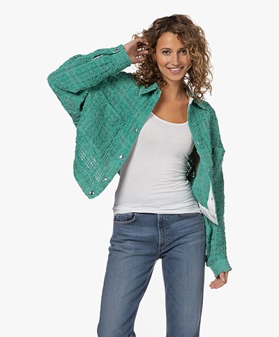 IRO Ezro Boxy Tweed Lurex Jacket - Green