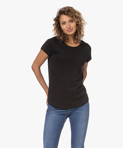 Closed Modalmix T-shirt met Raglanmouwen - Zwart