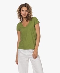 Drykorn Avivi Slub Jersey T-shirt - Mosgroen