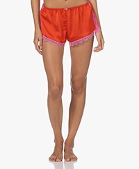 Love Stories Apollo Satin Lace Shorts - Red