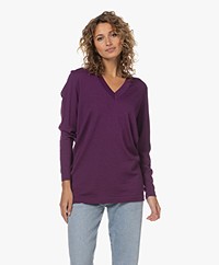 Sibin/Linnebjerg Merino Wool V-neck Sweater - Grape