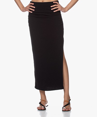 James Perse Brushed Jersey Long Split Skirt - Black