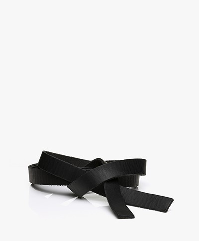 forte_forte Narrow Leather Tie Belt - Black