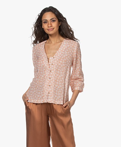 indi & cold Floral Printed Voile Blouse - Terracotta