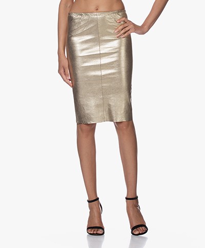 Zadig & Voltaire Jaden Metallic Leather Skirt - Gold