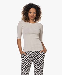 LaSalle Ribbed Elbow Sleeve Sweater - Natural