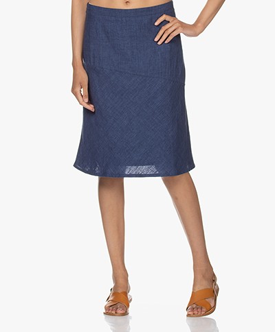 Belluna Horizon Linen A-line Skirt - Blue Melange
