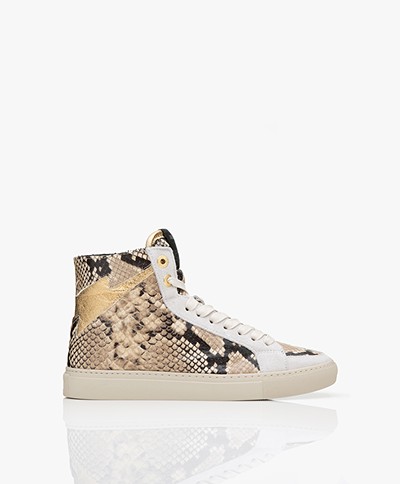 Zadig & Voltaire ZV1747 High Flash Printed Leather Sneakers - Desert