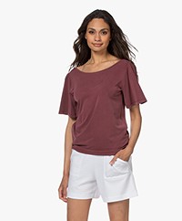 Plein Publique La Vie Modalmix T-shirt met Vlindermouwen - Wine 