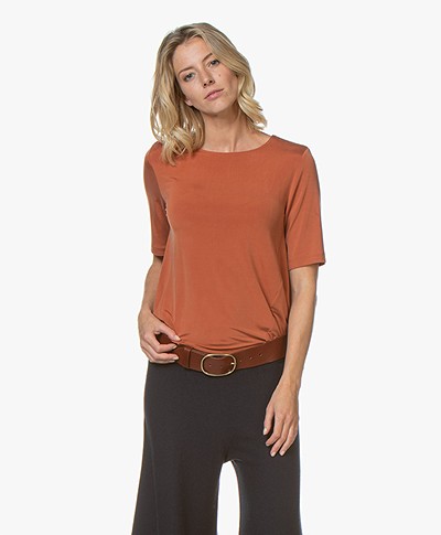 Drykorn Estell Cupro Jersey T-Shirt - Terracotta