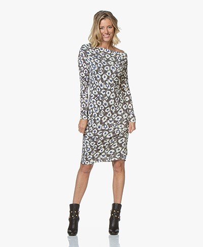 Kyra & Ko Appie Knitted Leopard Dress - Grey