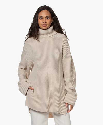 Filippa K Valerie Oversized Turtleneck Sweater with Cashmere - Ivory