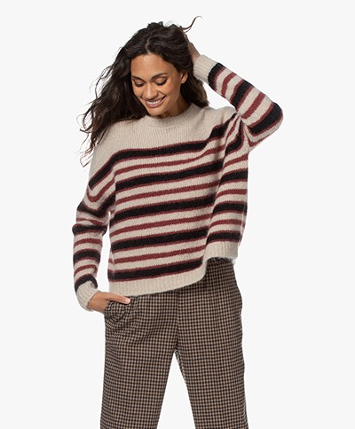 Pomandère Striped Mohair Blend Sweater - Currant