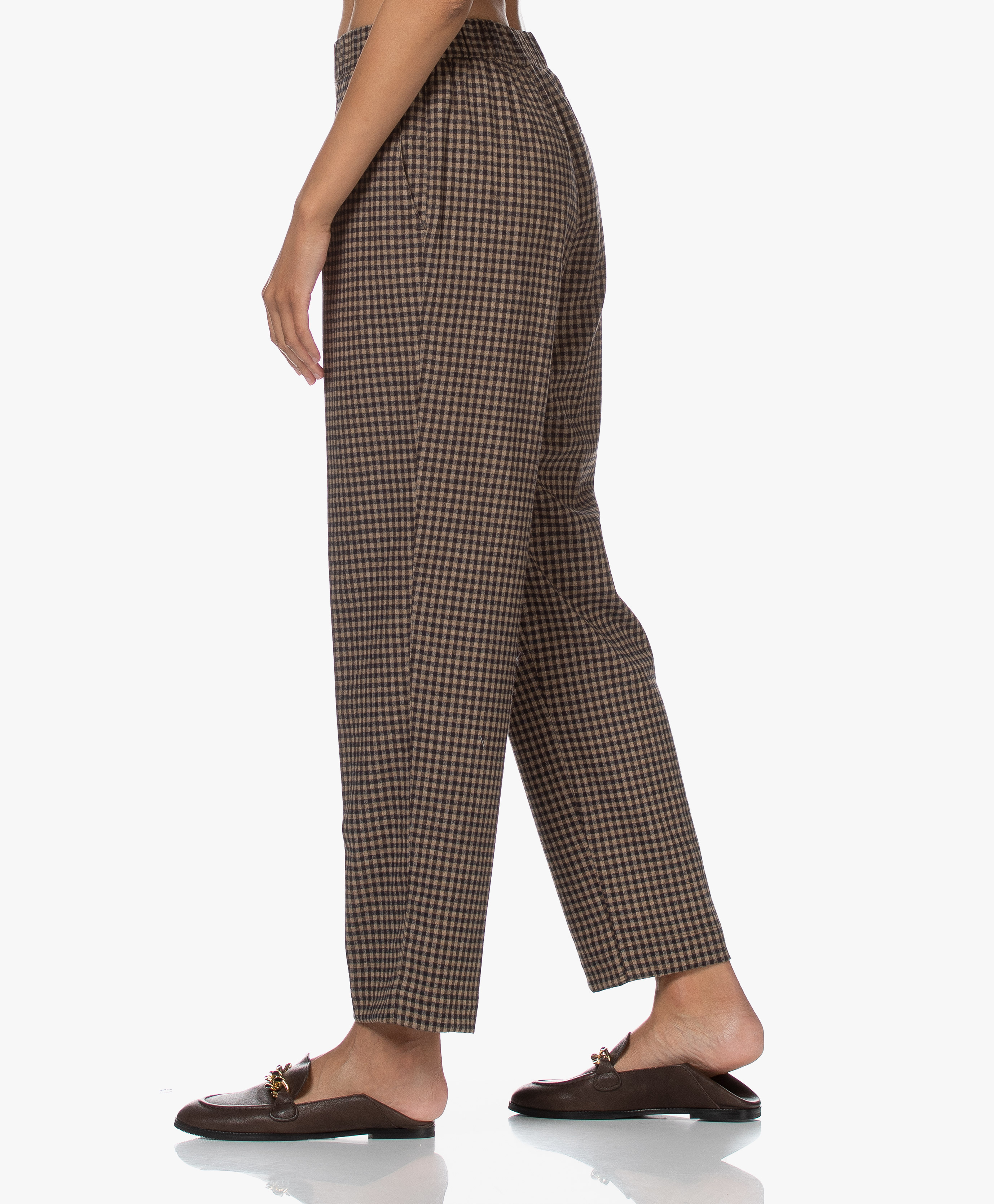 Pomandère Checked Wool Blend Pants - Dark Grey/Brown - 2121-7169/20682 98
