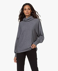 Repeat Wool Blend Sweater with Draped Turtleneck - Medium grey