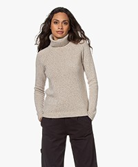 Belluna Italiani Wool Blend Turtleneck Sweater - Beige Melange