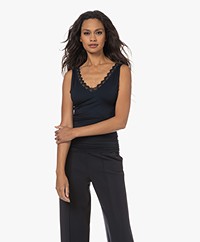 by-bar Double V-neck Top with Lace - Dark Navy
