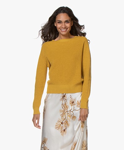 Pomandère Rib Knit Wool Blend Sweater - Ocher Yellow