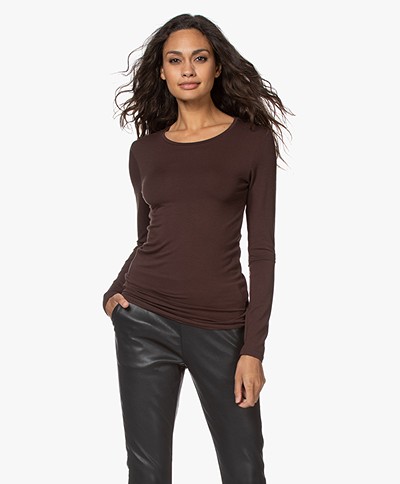 Majestic Filatures Ally Round Neck Long Sleeve - Coffee