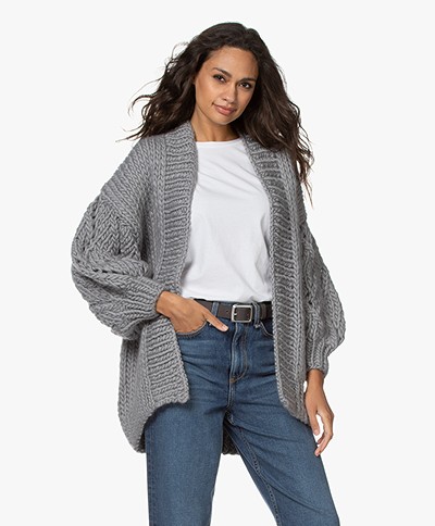 I Love Mr Mittens Lace Open Wool Cardigan - Solid Grey