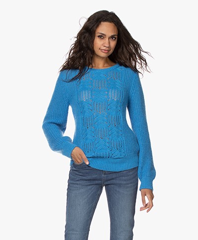 Kyra & Ko Isrid Cable Ajour Sweater - Vintage Blue