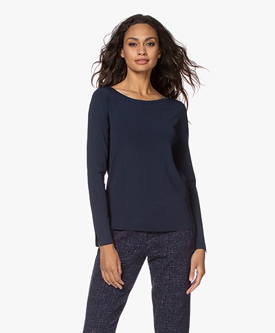 Kyra & Ko Anemoon Knitted Boat Neck Pullover - Blue Iris