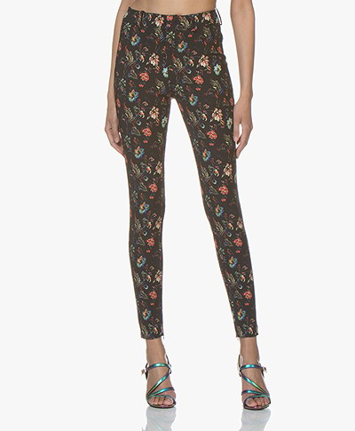 Drykorn Winch Jersey Pants with Flower Print - Black