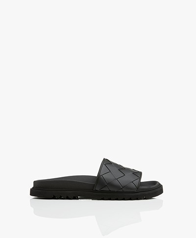 Copenhagen Studios Maxi Weave Leather Slippers - Black