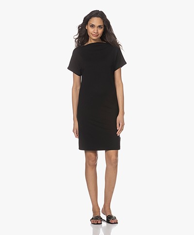 Majestic Filatures French Touch Jersey Boat Neck Dress - Black