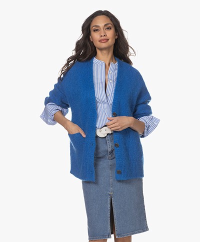 by-bar Moon Mohair Blend Buttoned Cardigan - Kingsblue