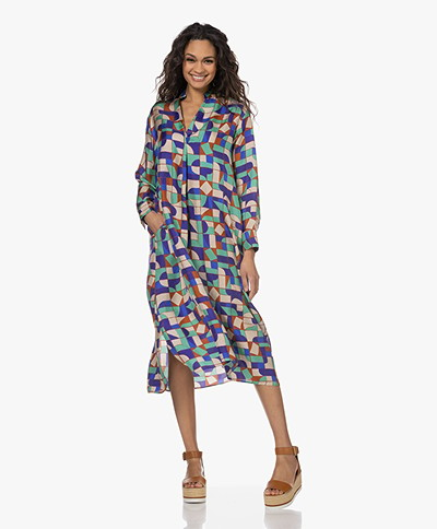 LaSalle Silk Print Tunic Dress - Retro
